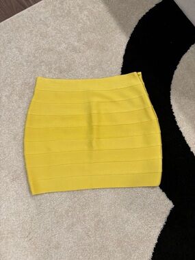 Forever 21 Yellow Bandage Mini Skirt